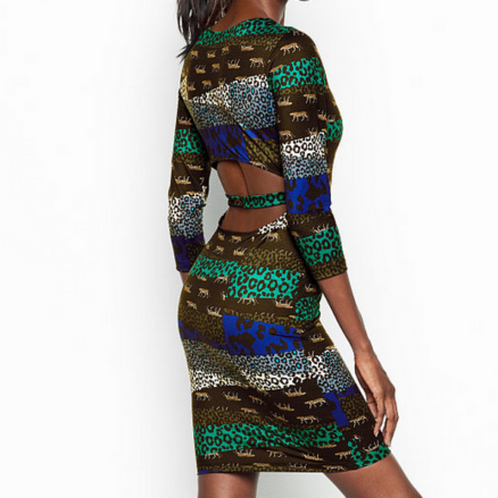 Victoria's Secret Animal Print Slim Fit Open Back Dress
